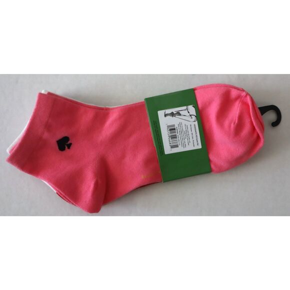 Kate Spade Women's Sz 4-10 Red Pink White Solid Hearts 3 Pair Quarter Socks - Picture 2 of 8